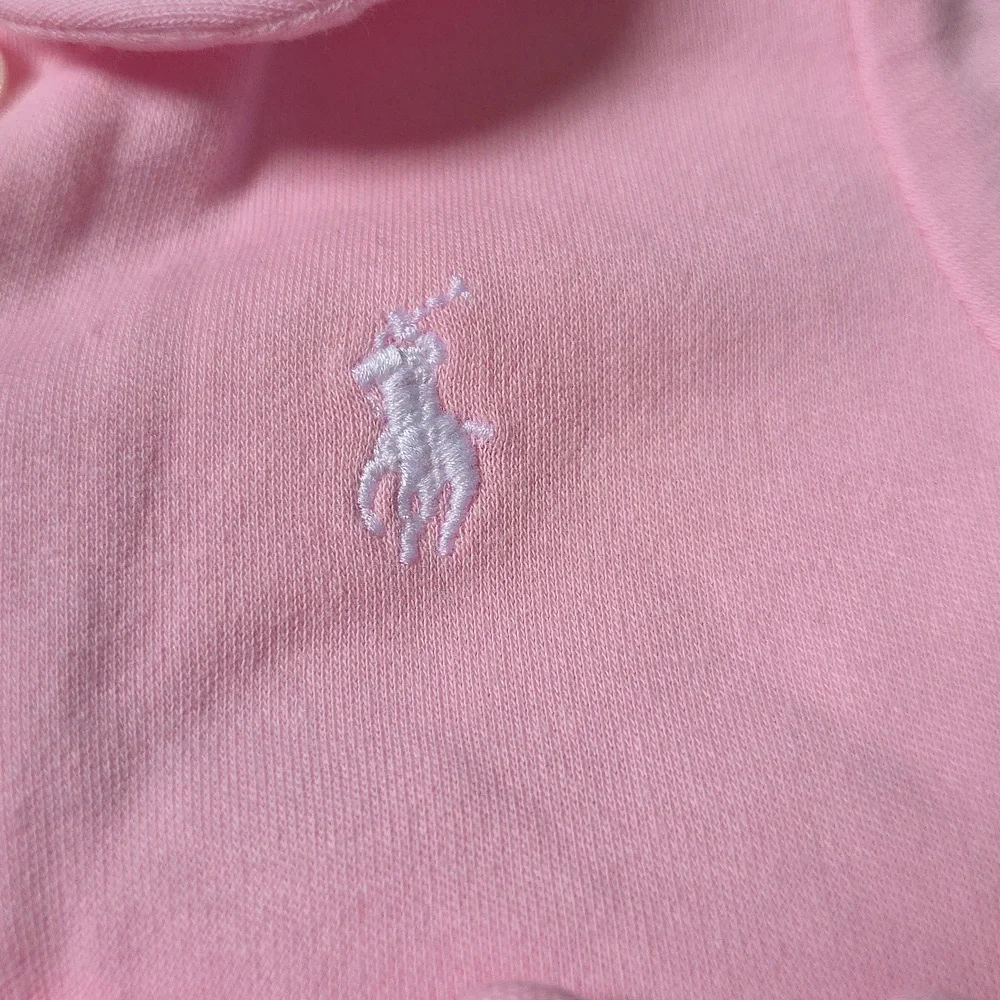 Ralph Lauren 6 Months Pink Tie Waist Ruffle Sleeve Romper Floral Preppy Collared